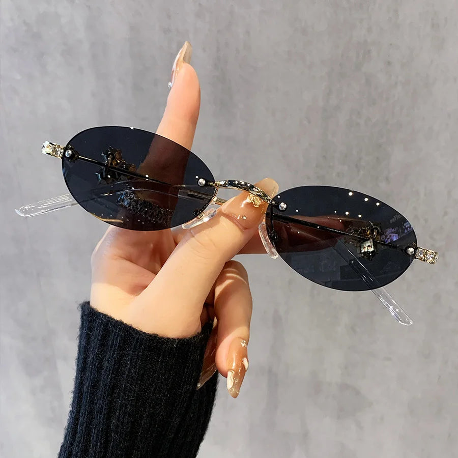 Delulu Vision – Crystal Rimless Glasses
