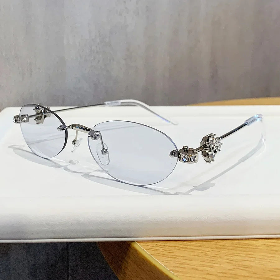 Delulu Vision – Crystal Rimless Glasses