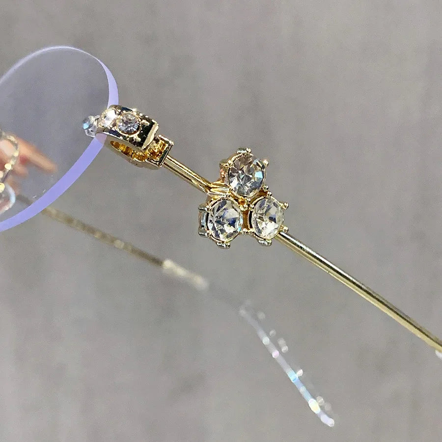 Delulu Vision – Crystal Rimless Glasses