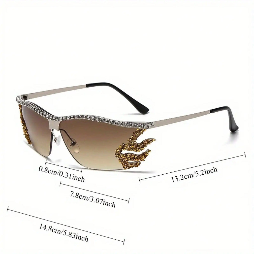 Bedazzled & Unbothered – Rhinestone Rimless Shades