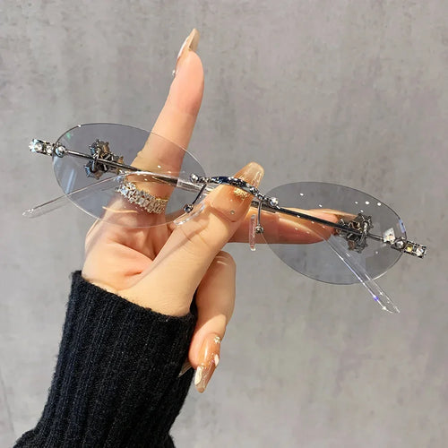 Delulu Vision – Crystal Rimless Glasses