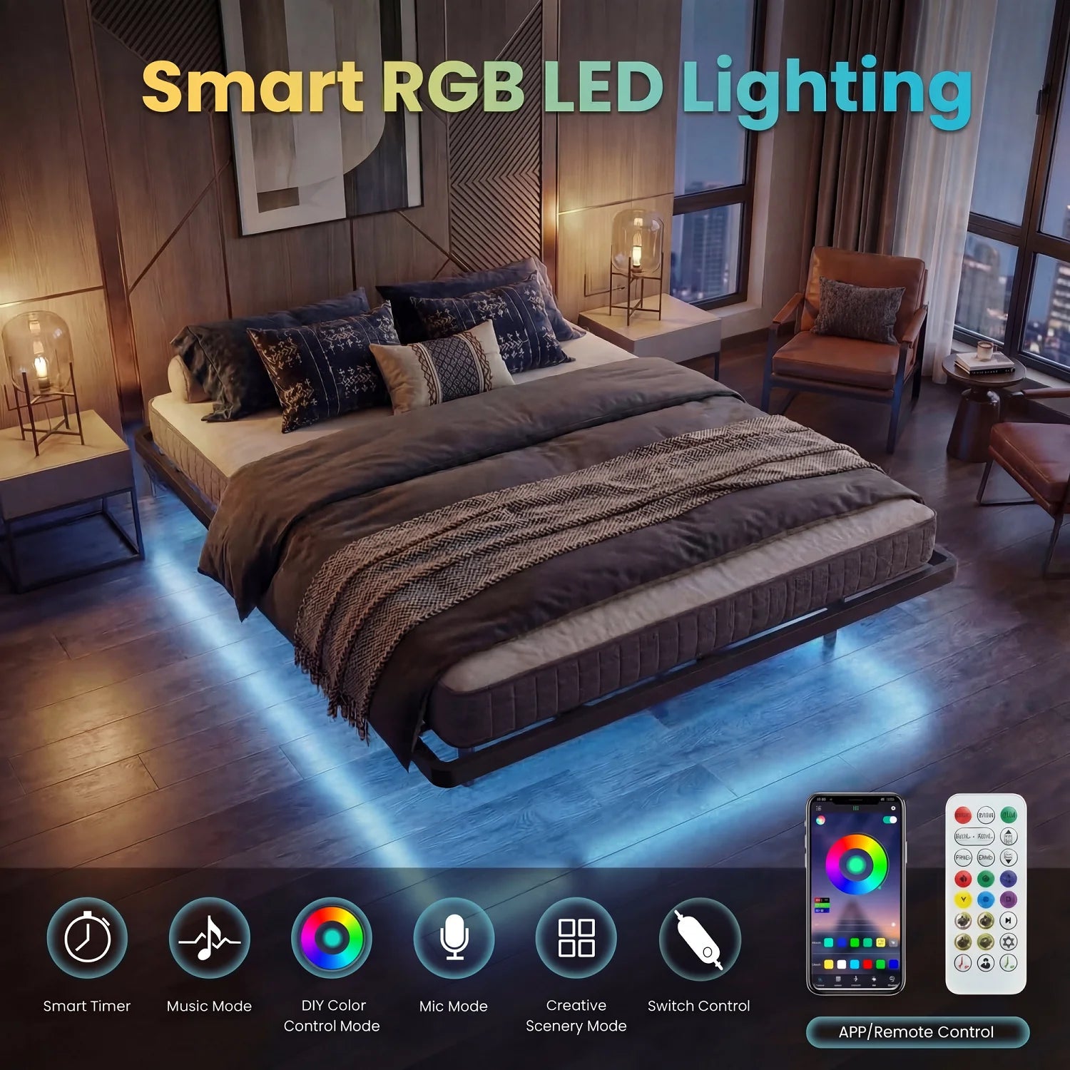 The Levitate – Floating LED Bed Frame