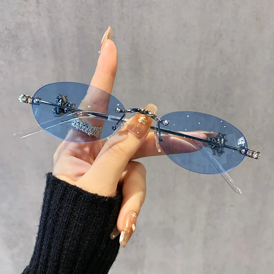 Delulu Vision – Crystal Rimless Glasses